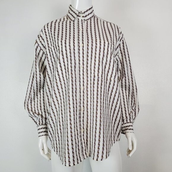 Vintage 90's Row One White Floral Oversized Button-Up Shirt - Picture 1 of 10